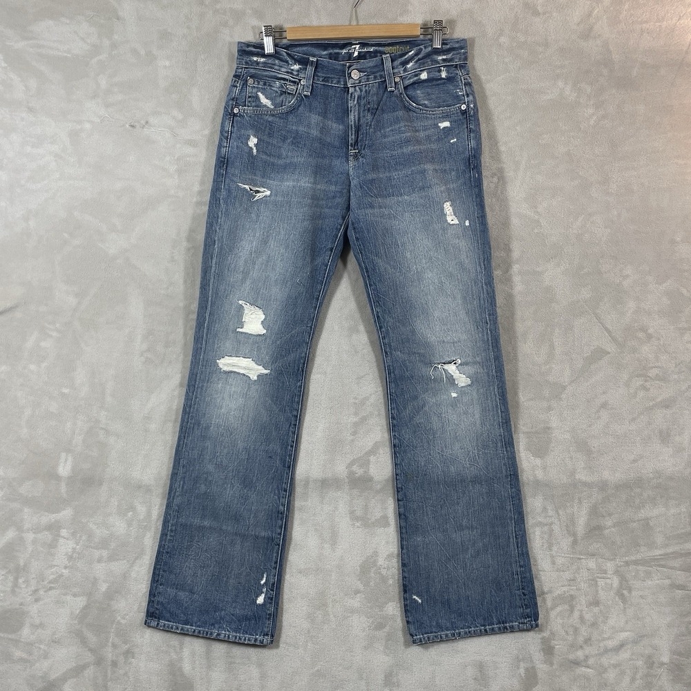 7 For All Mankind Jeans Mens 32x34 Bootcut Made in USA Distressed Wash